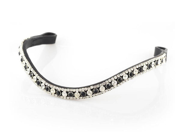 BLACK AND CLEAR THIN CRYSTAL WAVE - BLACK BROWBAND - Flexible Fit Equestrian LLC