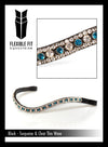 Turquoise and Clear Crystal Thin Wave Browband - Black