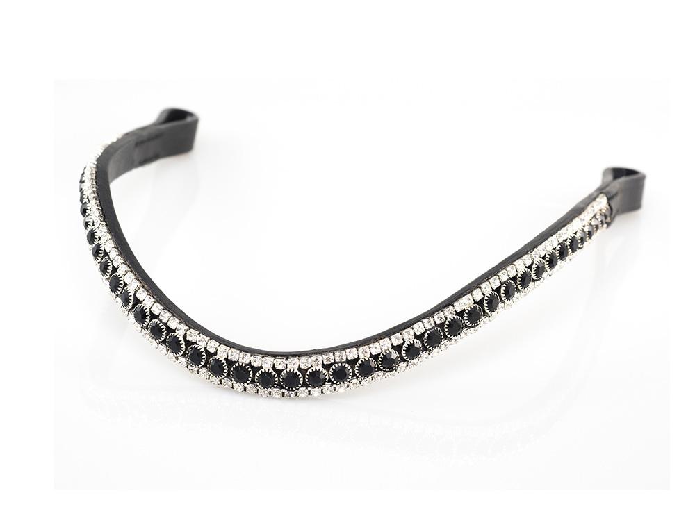 MAIN BLACK AND CLEAR THIN CRYSTAL WAVE - BLACK BROWBAND - Flexible Fit Equestrian LLC