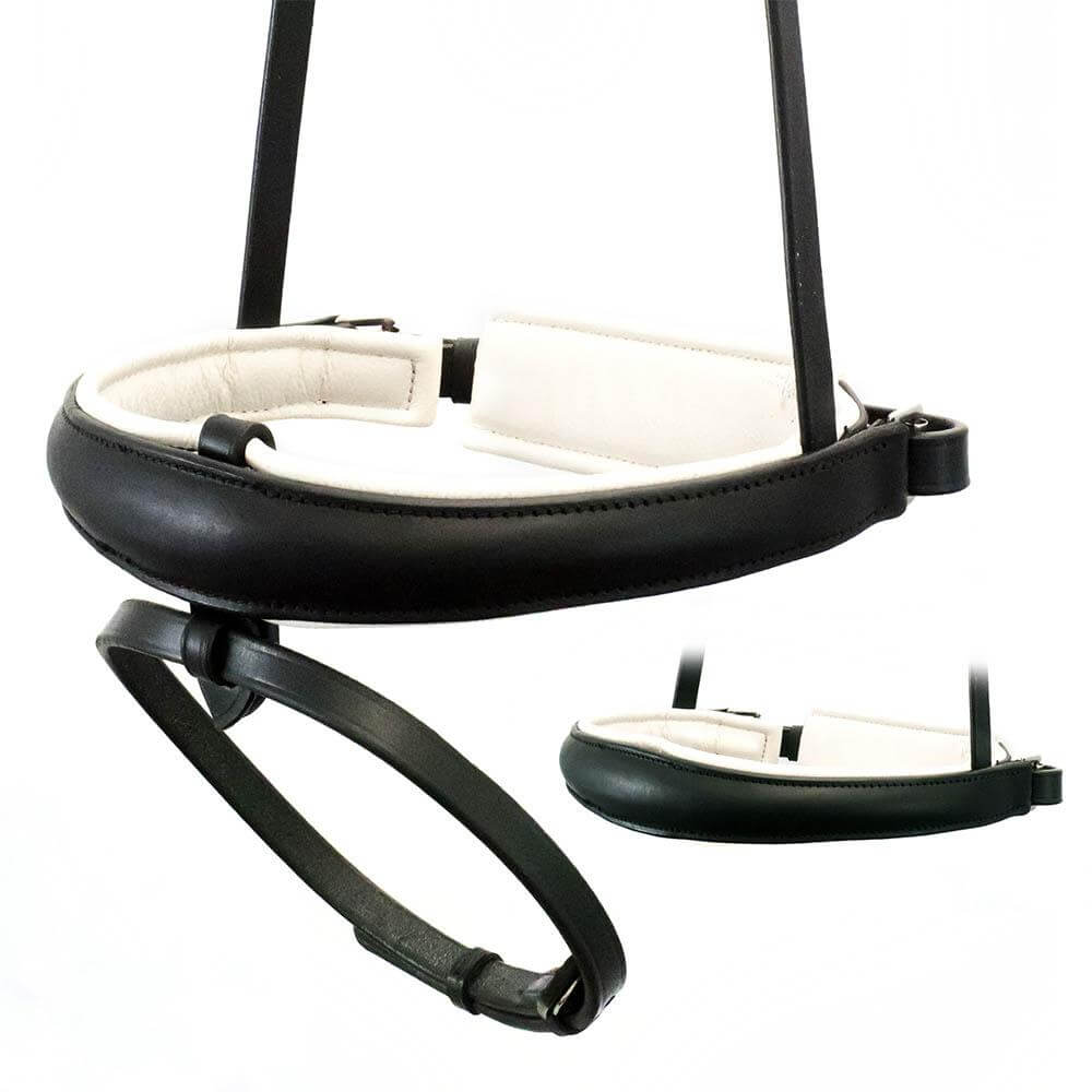Anatomical Raised Plain White Padded Converter Crank - Black Gel Noseband