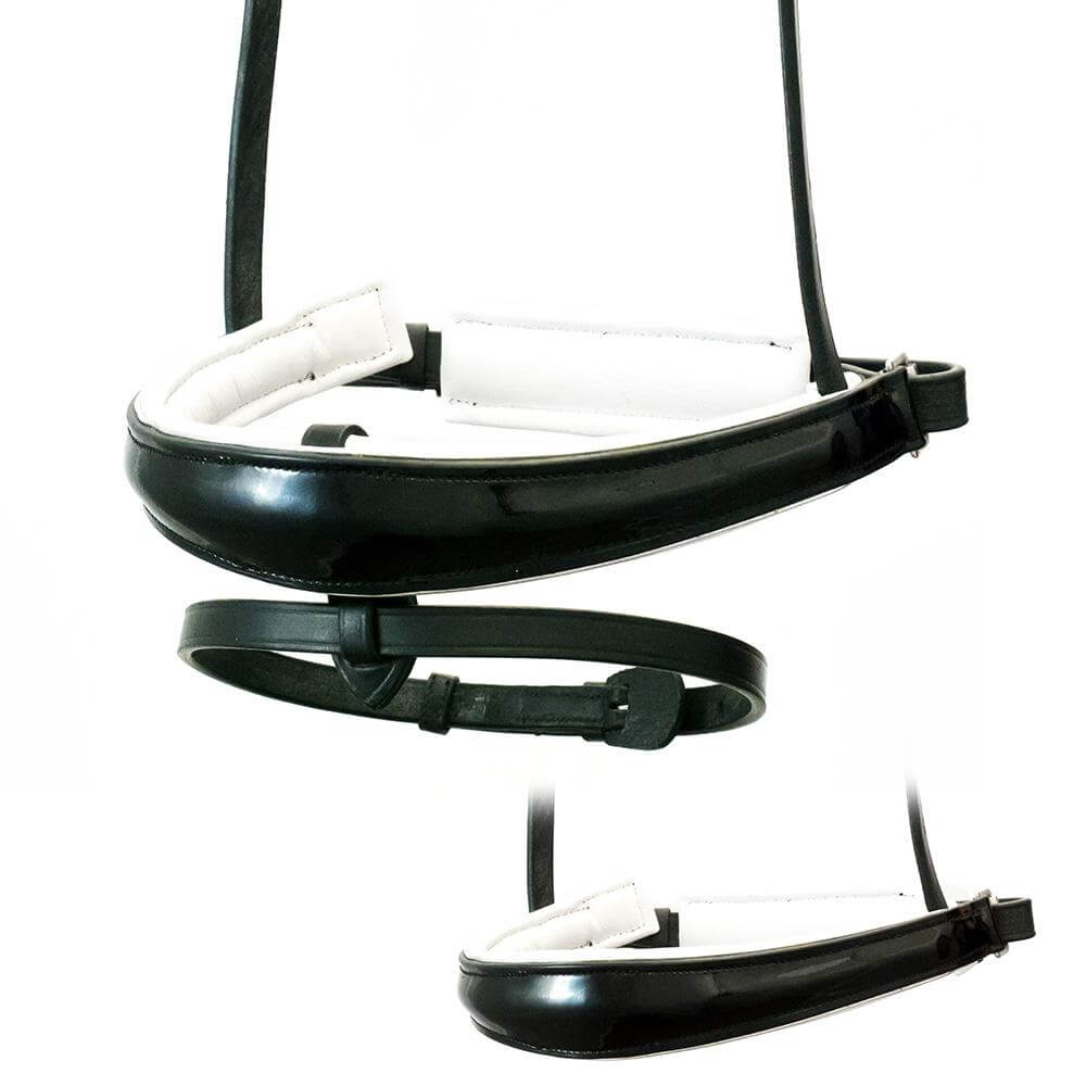 Anatomical Raised Patent White Padded Converter Crank - Black Gel Noseband