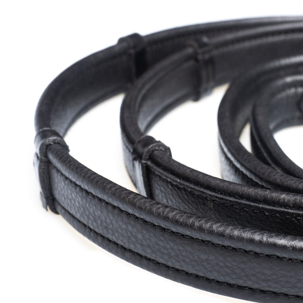 Leather Reins with Continental Stoppers - Black