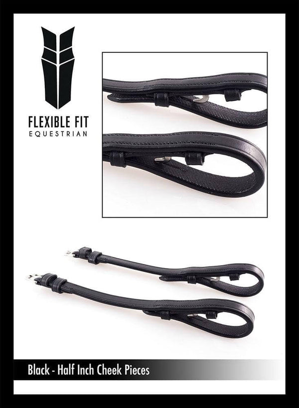 BILLET 4/8 WIDE BLACK CHEEKPIECES - Flexible Fit Equestrian LLC