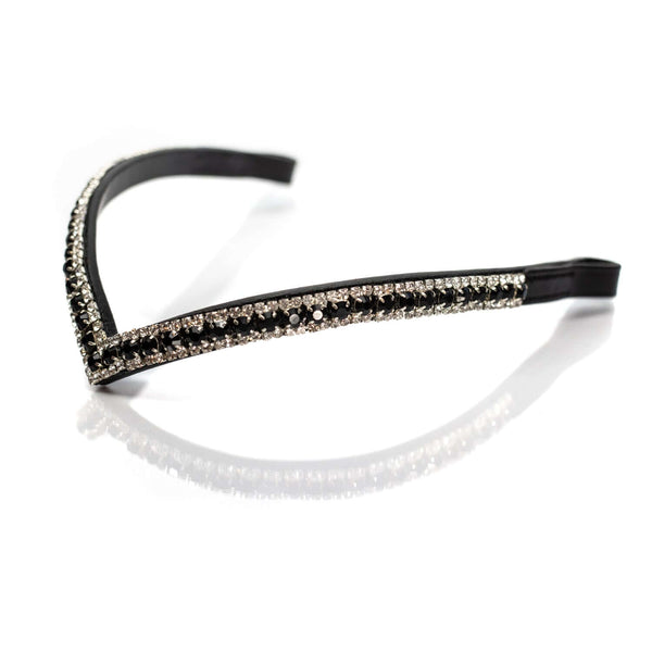 Black and Clear Thin V Browband - Black