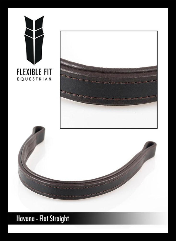 PLAIN FLAT - HAVANA BROWBAND - Flexible Fit Equestrian LLC