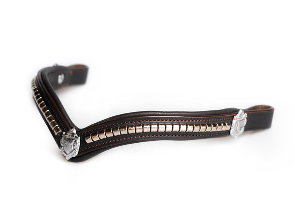 S/S CLINCHER V WITH SHIELDS - HAVANA BROWBAND - Flexible Fit Equestrian LLC