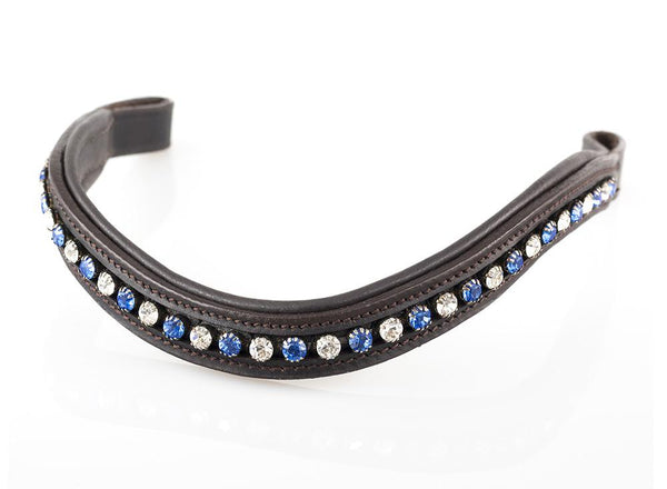 SAPPHIRE AND CLEAR MID THIN WAVE - HAVANA BROWBAND - Flexible Fit Equestrian LLC