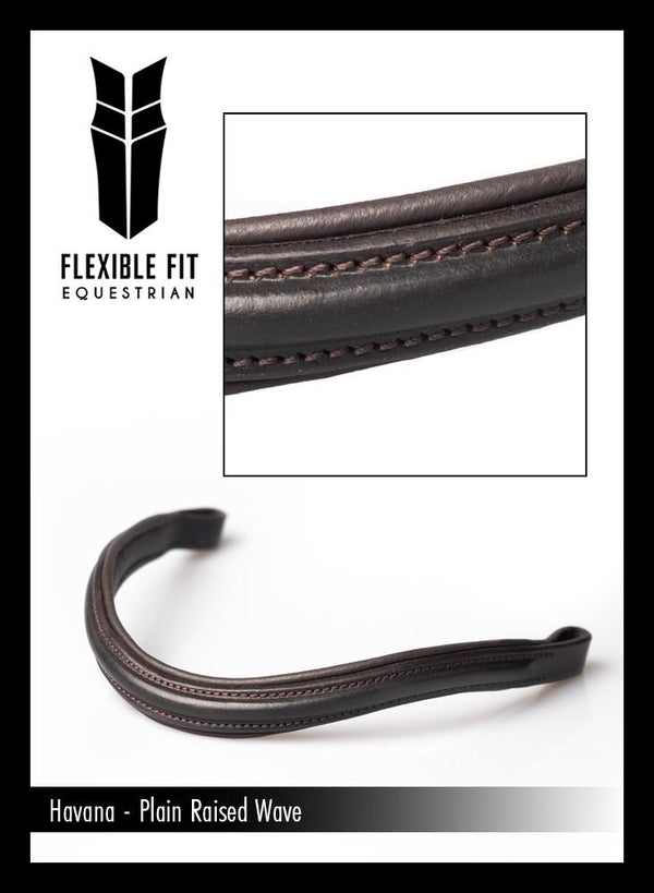 PLAIN RAISED WAVE - HAVANA BROWBAND - Flexible Fit Equestrian LLC