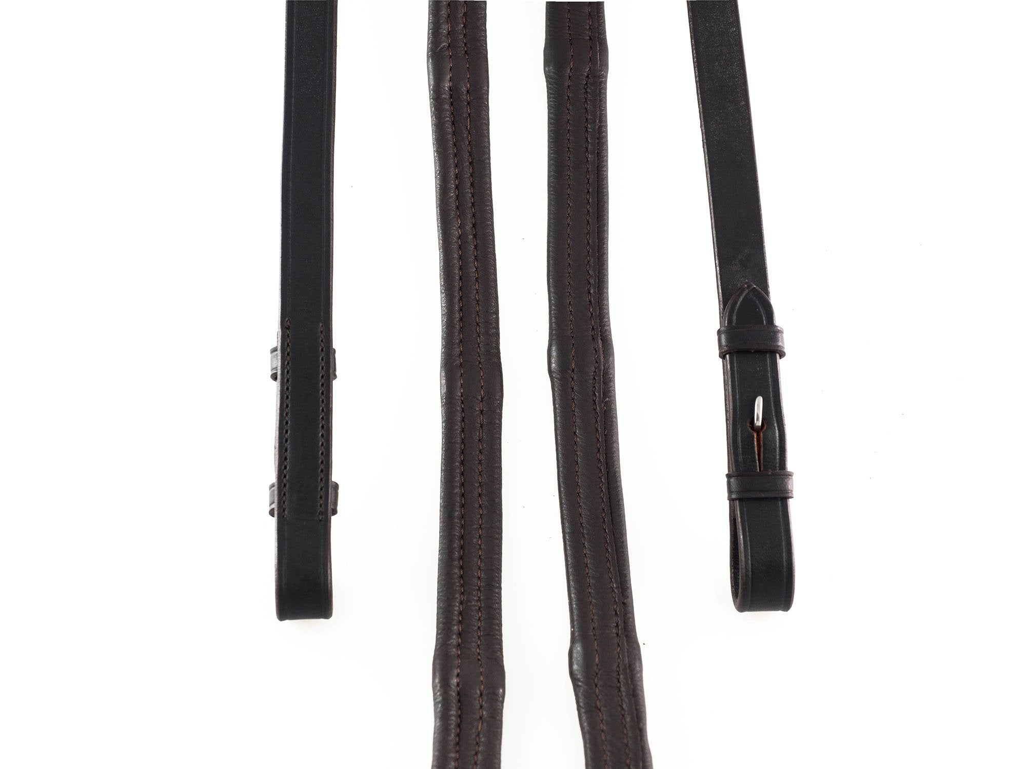 PADDED LEATHER 5/8 WIDE HAVANA REINS - Flexible Fit Equestrian LLC