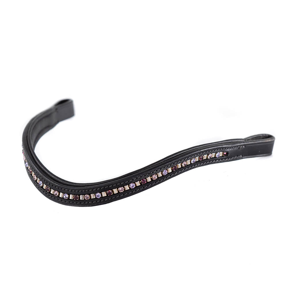 Purple and Lilac Crystal with Mini Clincher Wave Gel Browband - Black