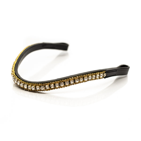 Gold and Clear Crystal Thin Wave Browband - Black
