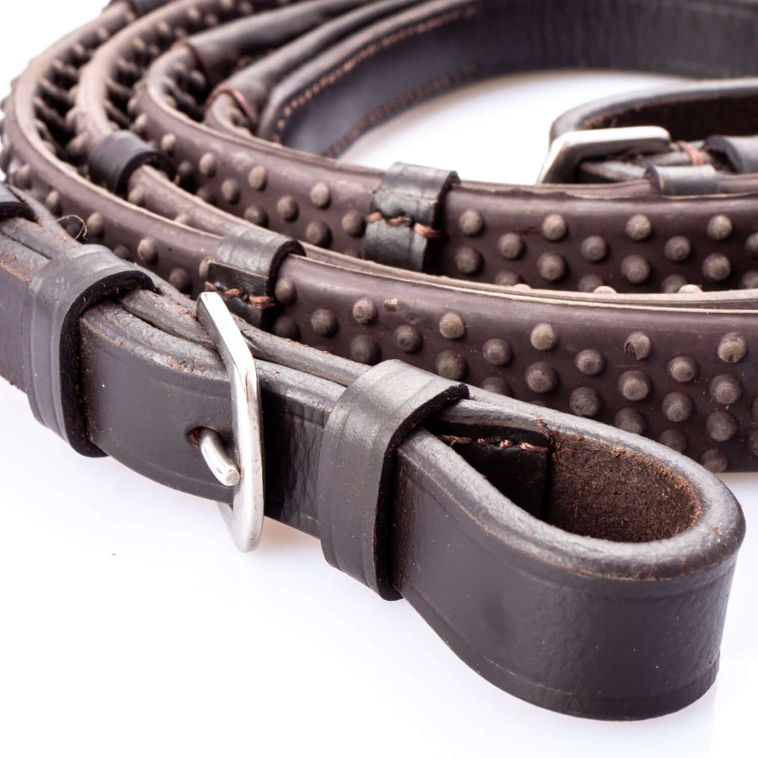Bio Grip Buckle Reins with Continental Stoppers - Havana