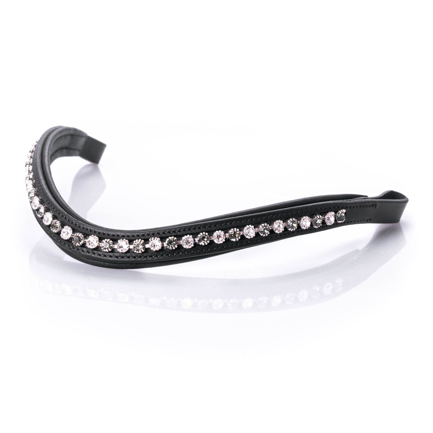 Grey and Clear Crystal Wave Gel Browband - Black