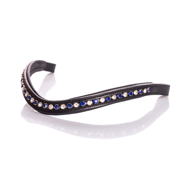 Navy and Clear Crystal Mid Wave Gel Browband - Black