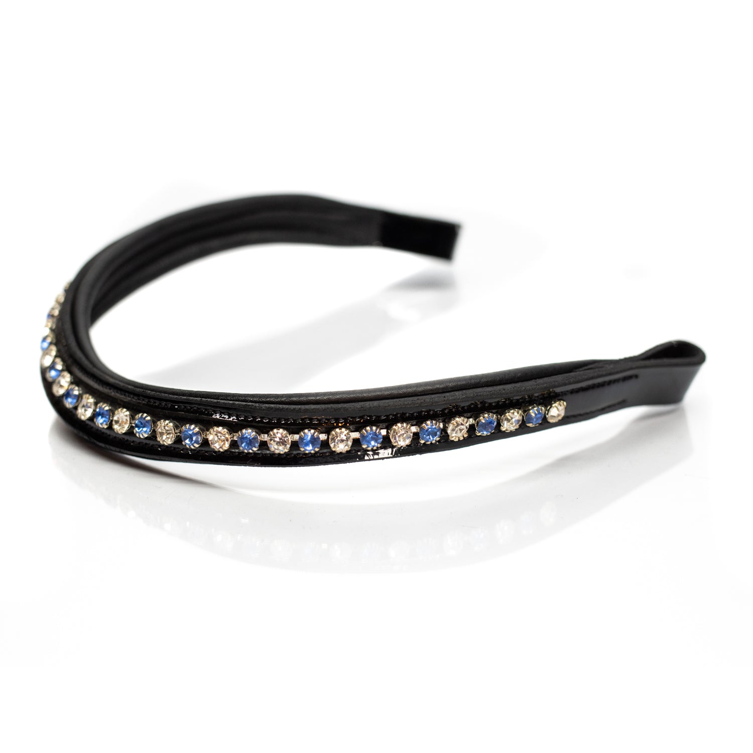 Sapphire and Clear Crystal Patent Wave Gel Browband - Black